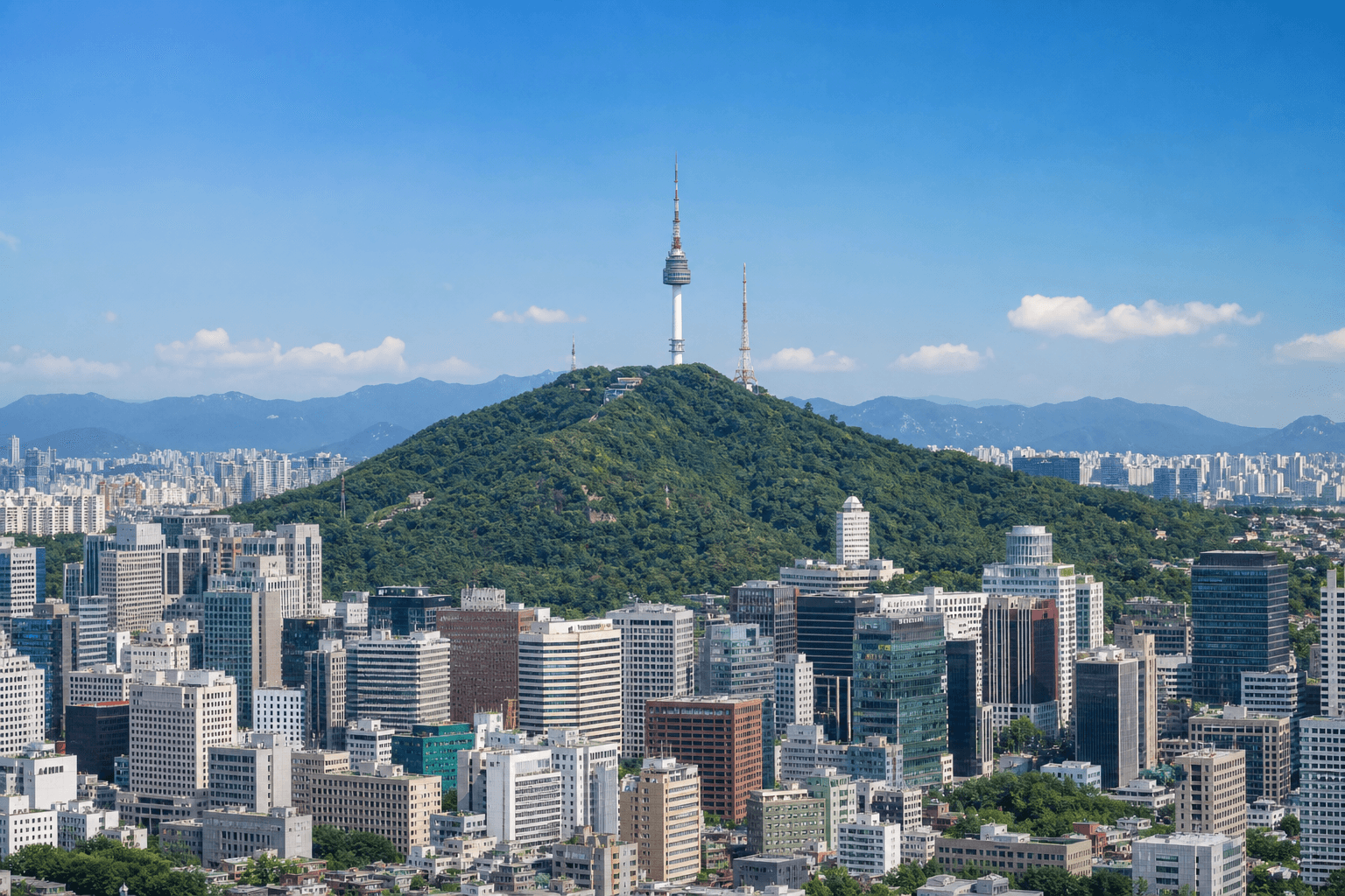 남산서울타워가 보이는 서울 도심 전경